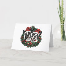 Weihnachten Boston Terrier Dogs Holiday Wreath