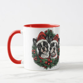 Weihnachten Boston Terrier Dogs Holiday Wreath Tasse
