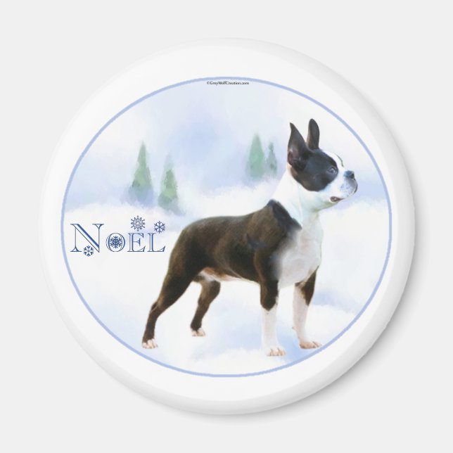 Weihnachten Boston Terrier Magnet (Vorne)