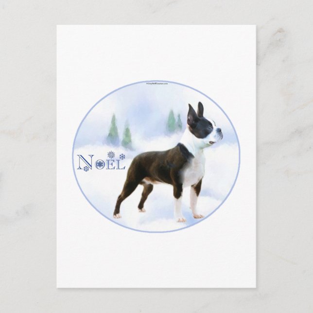 Weihnachten Boston Terrier Postkarten (Vorderseite)