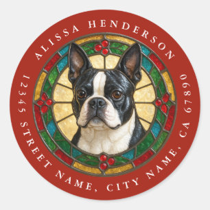 Weihnachten Boston Terrier Runde Aufkleber
