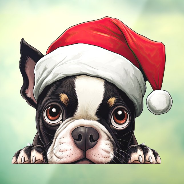 Weihnachten Boston Terrier Window Clying Fensteraufkleber (Blatt 3)