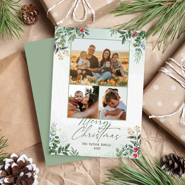 Weihnachten Botanische Blumenkarte (Von Creator hochgeladen)