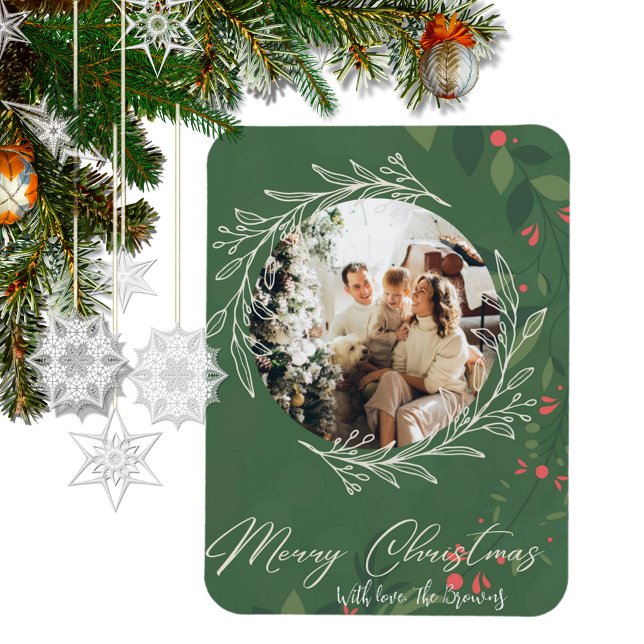 Weihnachten Botanische Grünpflanzen Foto Navy Magnet (Von Creator hochgeladen)