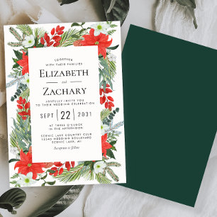 Weihnachten Botanischer Roter Winter Hochzeit Einladung