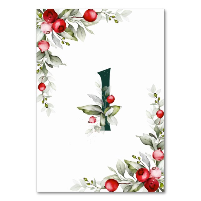 Weihnachten Botanischer Tisch 1 Hochzeitsstimmung  Tischnummer (Rückseite)