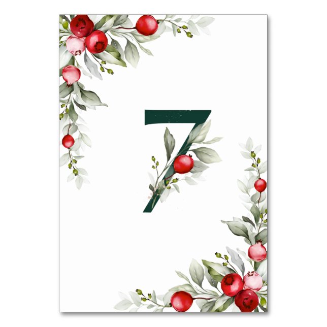 Weihnachten Botanischer Tisch 7 Hochzeitsstimmung  Tischnummer (Rückseite)