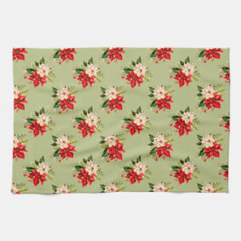 Weihnachten Botanischer Urlaub Poinsettia Blume Geschirrtuch