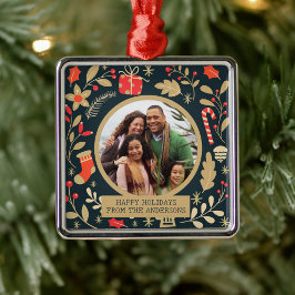 Weihnachten Botanisches Foto Ornament Aus Metall