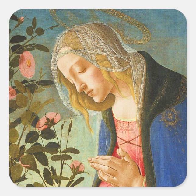 Weihnachten Botticelli Madonna and Child Quadratischer Aufkleber (Vorderseite)