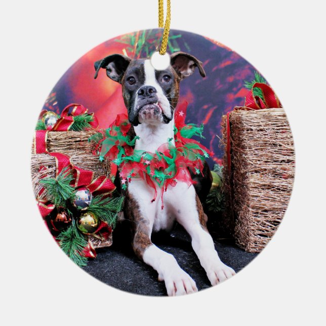 Weihnachten - Boxer - Chinno Keramikornament (Vorne)