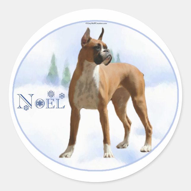 Weihnachten Boxer Runder Aufkleber (Vorderseite)