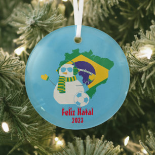 Weihnachten Brasilianischer Portugiesischer Schnee Ornament Aus Glas