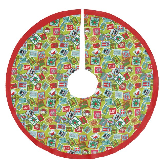 Weihnachten Briefmarke Weihnachten Polyester Weihnachtsbaumdecke (Vorderseite)