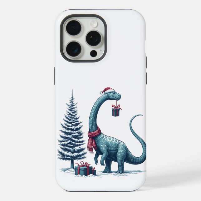 Weihnachten Brontosaurus dinosaurier iPhone Hülle (Rückseite)