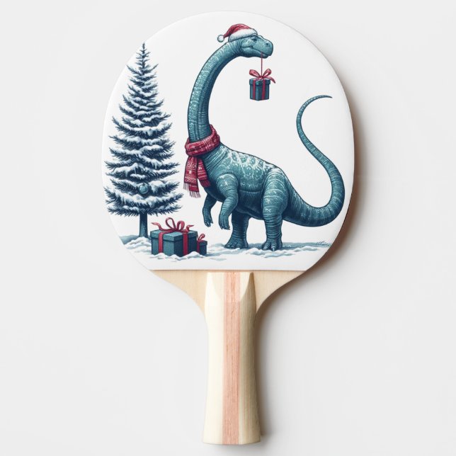 Weihnachten Brontosaurus dinosaurier Tischtennis Schläger (Vorderseite)