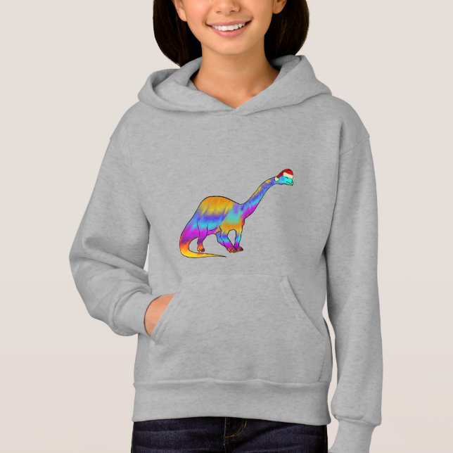 Weihnachten Brontosaurus Funny Colorful Dinosaurie Hoodie (Vorderseite)