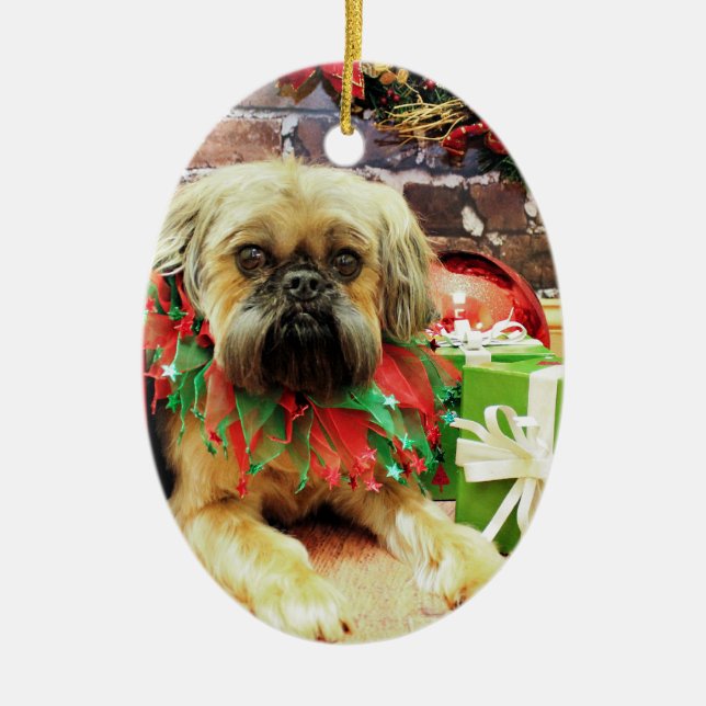 Weihnachten - Brüssel Griffon - Oliver Keramik Ornament (Vorne)