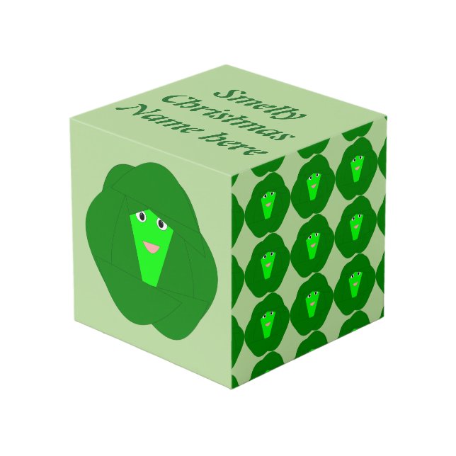 Weihnachten Brüssel Sprout Custom Foto Cube Würfel (Vorderseite Schrägansicht)