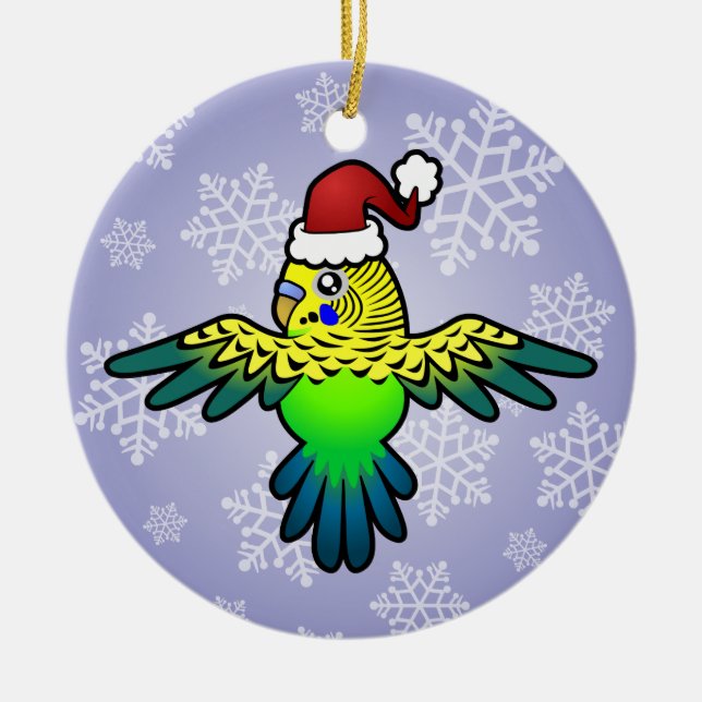 Weihnachten Budgie Keramikornament (Vorne)
