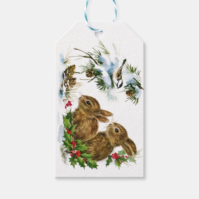 Weihnachten Bunnies Geschenkanhänger (Vorderseite)