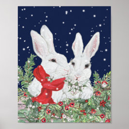 Weihnachten Bunny Rabbits Niedlich Holiday Art Fes Poster