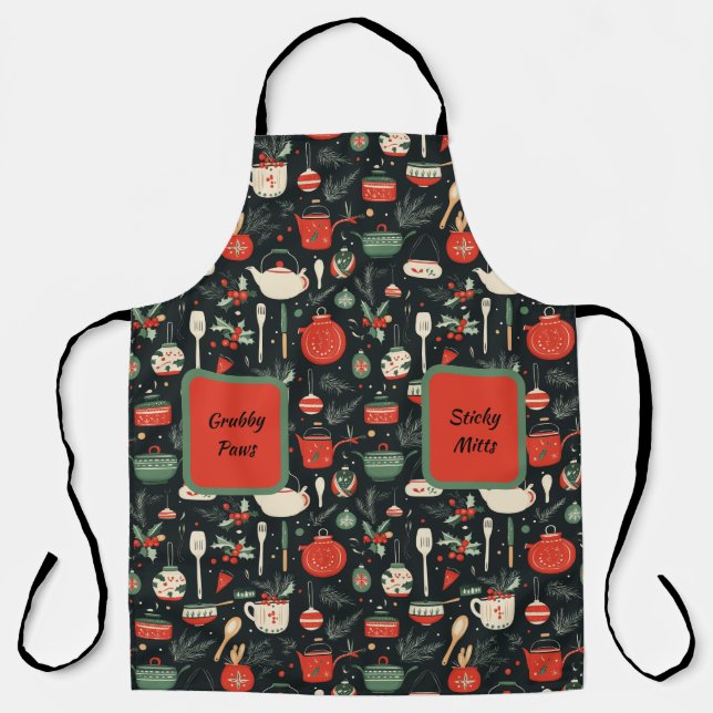 Weihnachten, bunt, topf, Mistel, Kochen, Küche  Schürze (Vorderseite)