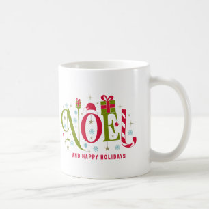 Weihnachten bunt und lustig Typografie zurücktrete Kaffeetasse