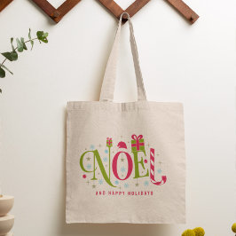 Weihnachten bunt und lustig Typografie zurücktrete Tragetasche