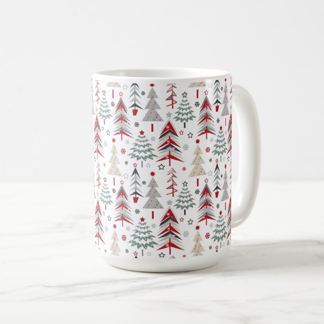 Weihnachten, bunt, Weihnachtsbaum, rot, grün Kaffeetasse (VorderseiteRechts)