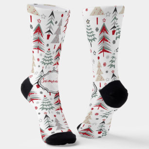Weihnachten, bunt, Weihnachtsbaum, rot, grün Socken