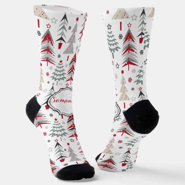 Weihnachten, bunt, Weihnachtsbaum, rot, grün Socken (Gewinkelt)