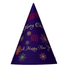 Weihnachten - bunte und helle Schneeflocken Partyhütchen