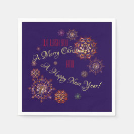 Weihnachten - bunte und helle Schneeflocken Serviette