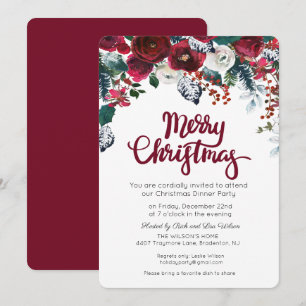 Weihnachten Burgund Party Einladung