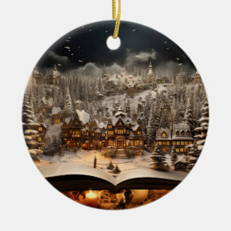 Weihnachten Candlelit Storybook Bergdorf Keramik Ornament