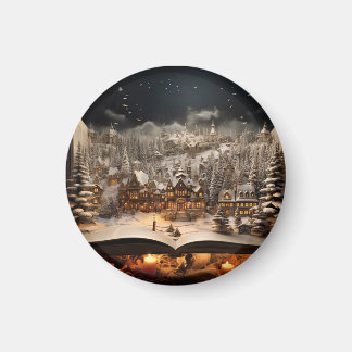 Weihnachten Candlelit Storybook Bergdorf Magnet
