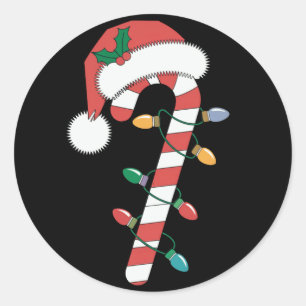 Weihnachten Candy Cane Weihnachtsmann Xmas Kinder  Runder Aufkleber