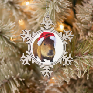 Weihnachten Capybara im Winter Hintergrund Schneeflocken Zinn-Ornament
