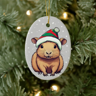 Weihnachten Capybara Keramik Ornament