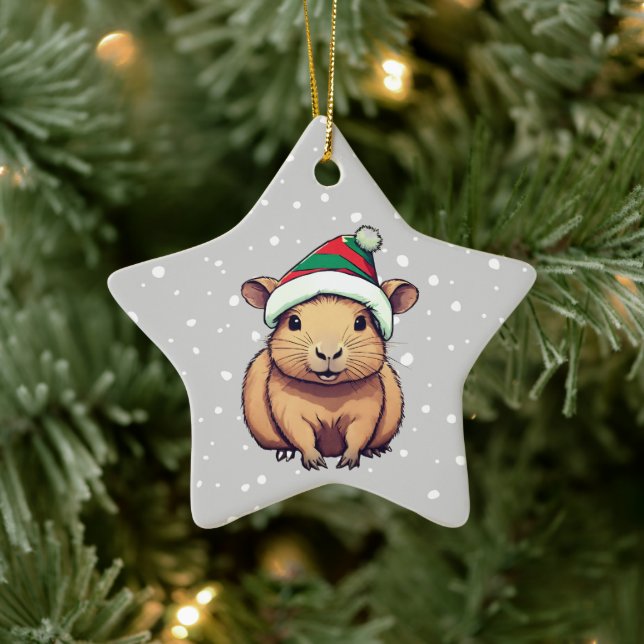 Weihnachten Capybara Keramik Ornament (Baum)