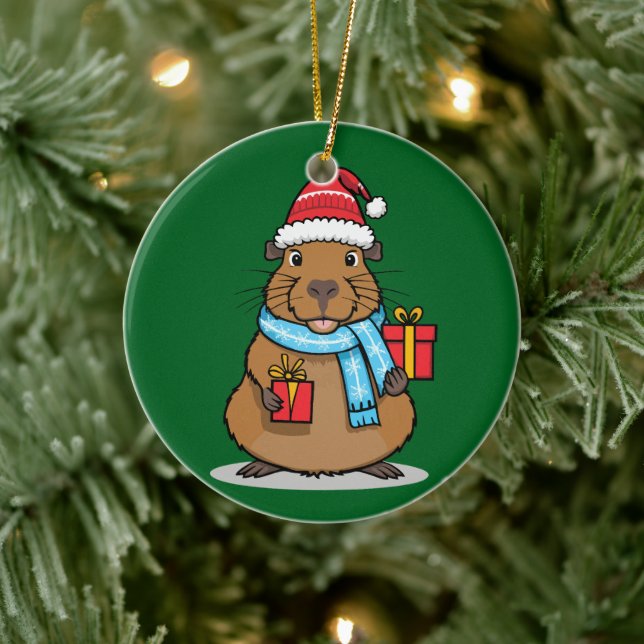 Weihnachten Capybara Keramik Ornament (Baum)