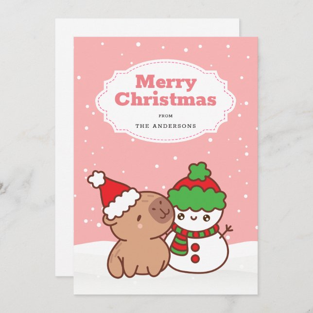 Weihnachten Capybara und Schneemann Niedlich (Vorne/Hinten)