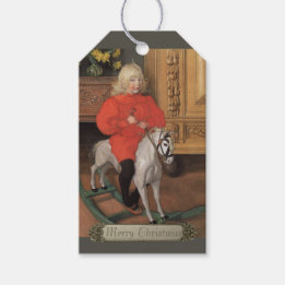 Weihnachten Carl Larsson Boy auf Rockpferd CC1062 Geschenkanhänger