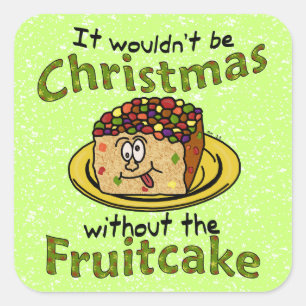 Weihnachten Cartoon Fruitcake Quadratischer Aufkleber