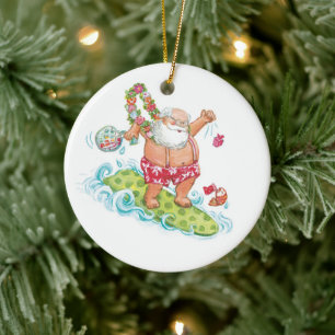 Weihnachten Cartoon Surfen Weihnachten Keramik Ornament