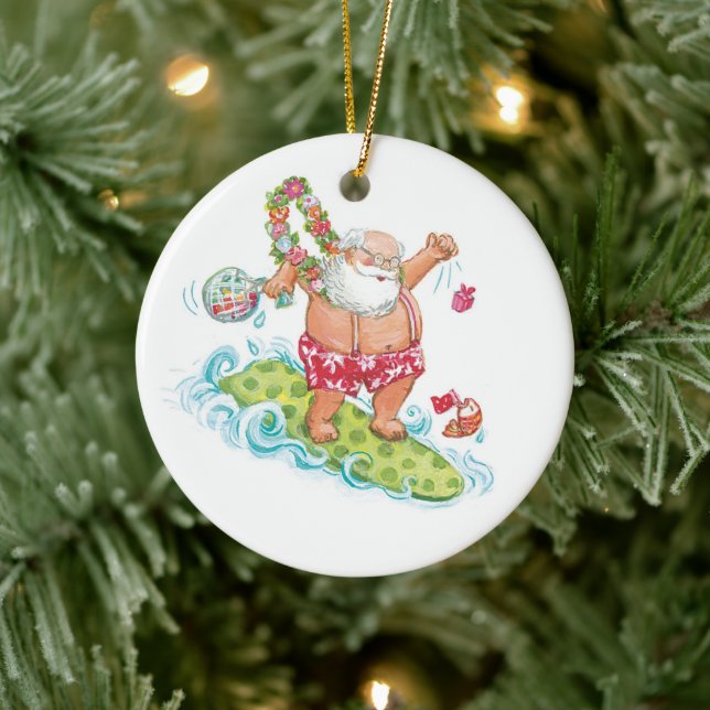 Weihnachten Cartoon Surfen Weihnachten Keramik Ornament (Baum)