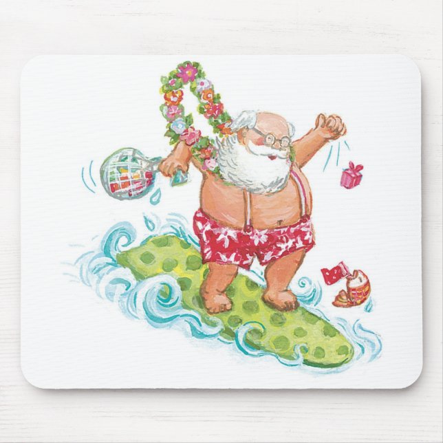 Weihnachten Cartoon Surfen Weihnachten Mousepad (Vorne)