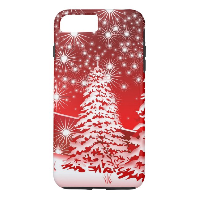 Weihnachten Case-Mate iPhone Hülle (Red Christmas Tree Snow Background iPhone Case )