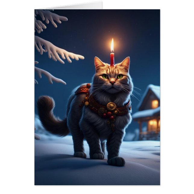 Weihnachten Cat Holiday Grußkarte (Vorne)